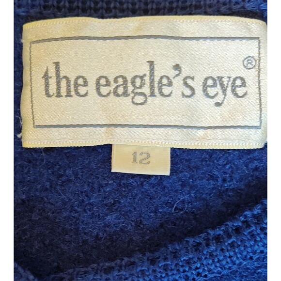 VTG The Eagle's Eye Worsted Wool Cardigan Sweater Women's 12 Gold Buttons‎ Blue - Picture 5 of 6